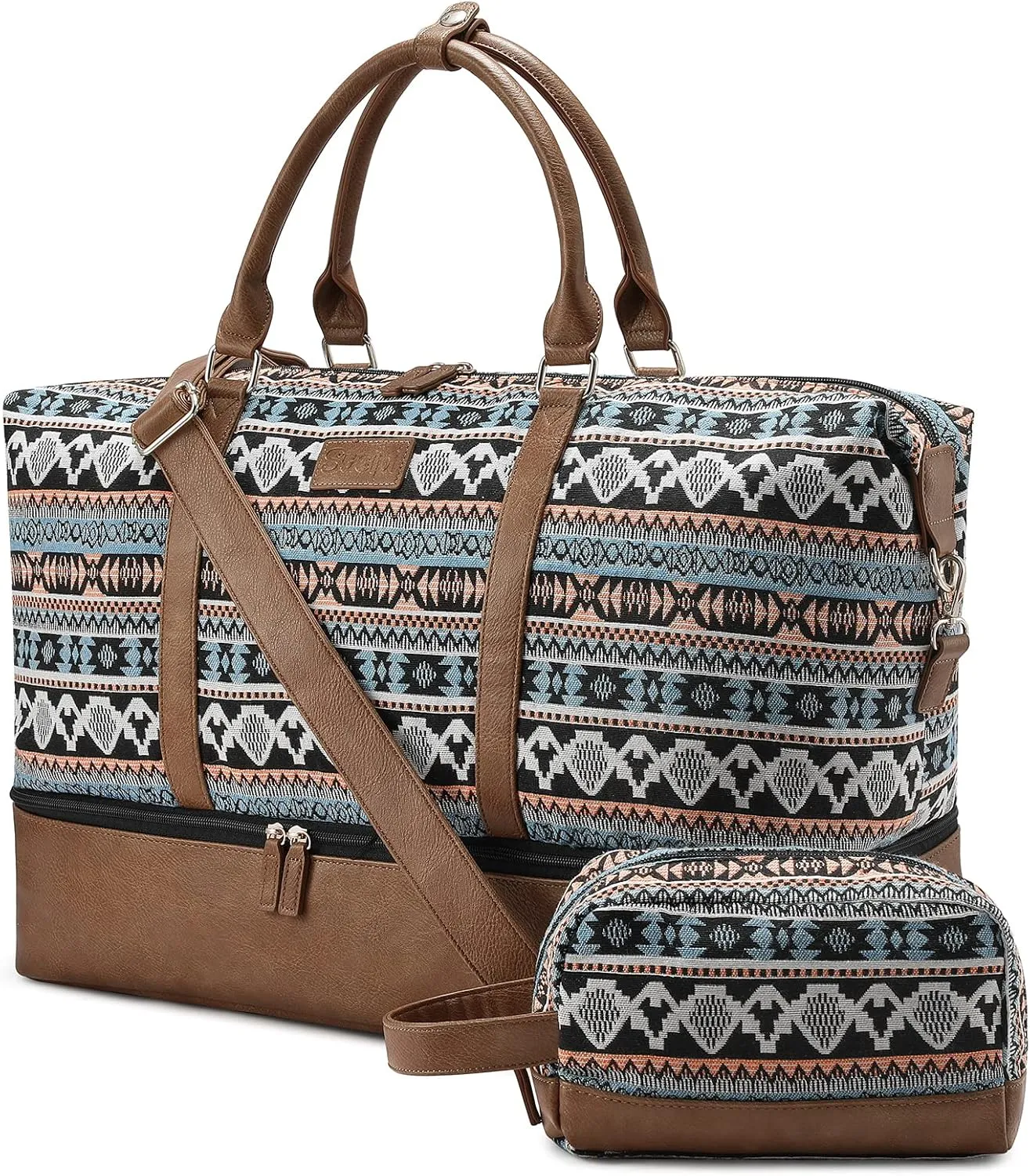 Sucipi Weekender Bags for Women Canvas Travel Duffle Bag with Shoe Compartment Overnight Bag Carry on Gym Duffel with Toiletry Bag for Traveling Weekend Hospital Bags for Labor and Delivery
