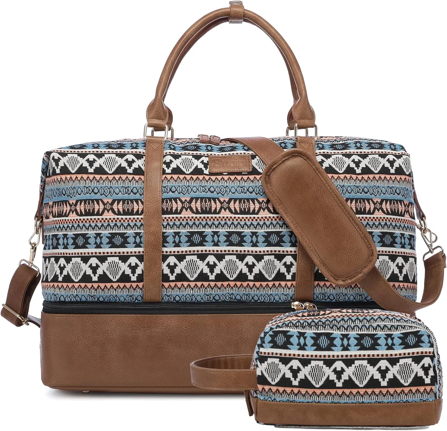 Sucipi Weekender Bags for Women Canvas Travel Duffle Bag with Shoe Compartment Overnight Bag Carry on Gym Duffel with Toiletry Bag for Traveling Weekend Hospital Bags for Labor and Delivery