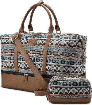 Sucipi Weekender Bags for Women Canvas Travel Duffle Bag with Shoe Compartment Overnight Bag Carry on Gym Duffel with Toiletry Bag for Traveling Weekend Hospital Bags for Labor and Delivery