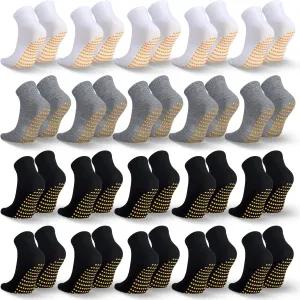 Sureio 50 Pairs Non Slip Slipper Socks with Grips Men's Anti Skid Yoga Socks with Gripper Workout Pilates Hospital