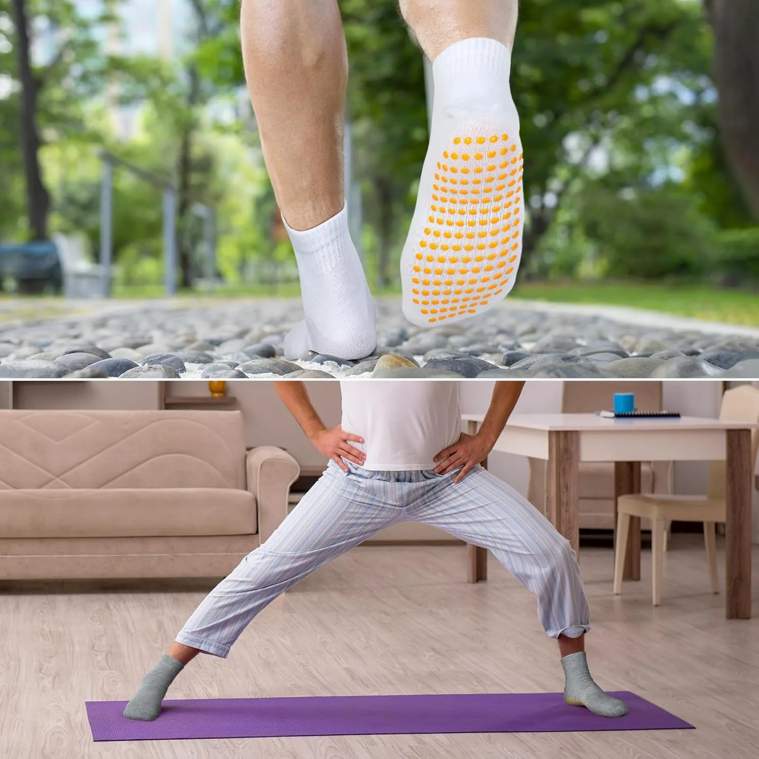 Sureio 50 Pairs Non Slip Slipper Socks with Grips Men's Anti Skid Yoga Socks with Gripper Workout Pilates Hospital