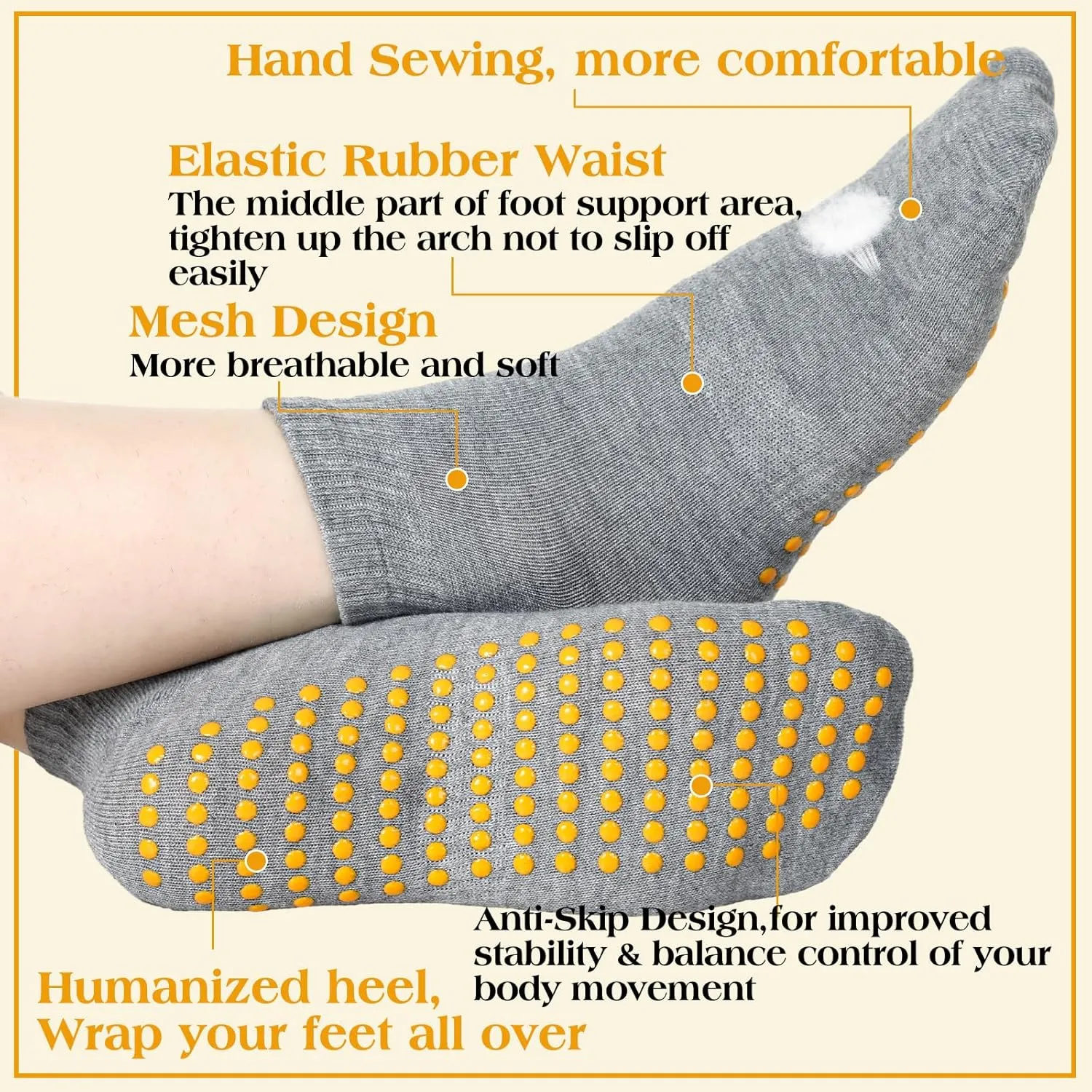 Sureio 50 Pairs Non Slip Slipper Socks with Grips Men's Anti Skid Yoga Socks with Gripper Workout Pilates Hospital