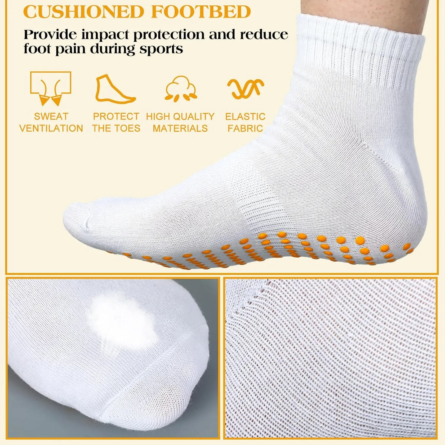 Sureio 50 Pairs Non Slip Slipper Socks with Grips Men's Anti Skid Yoga Socks with Gripper Workout Pilates Hospital