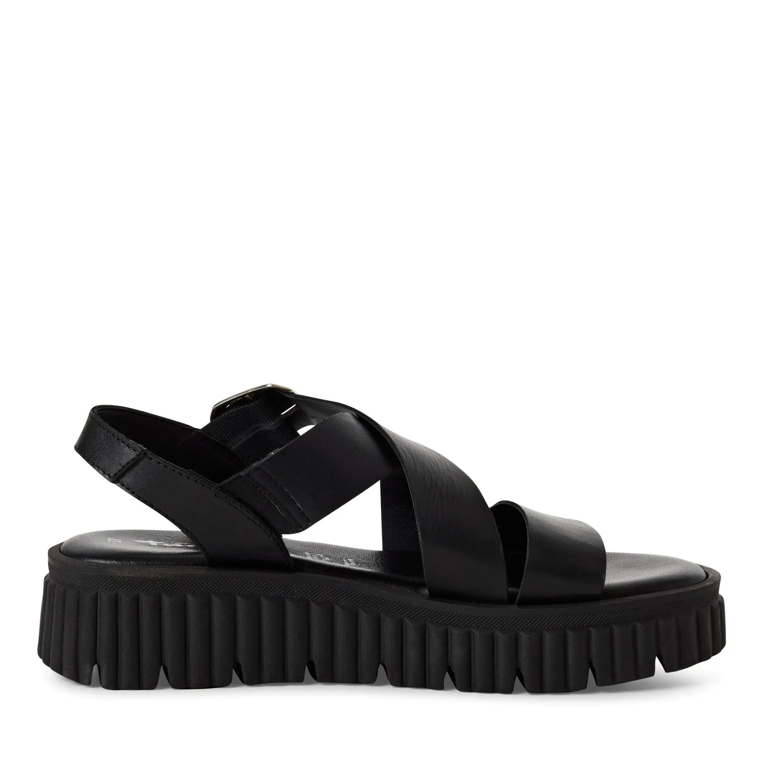 TAMARIS - 28705-001 LOW WEDGE PLATFORM SANDAL - BLACK