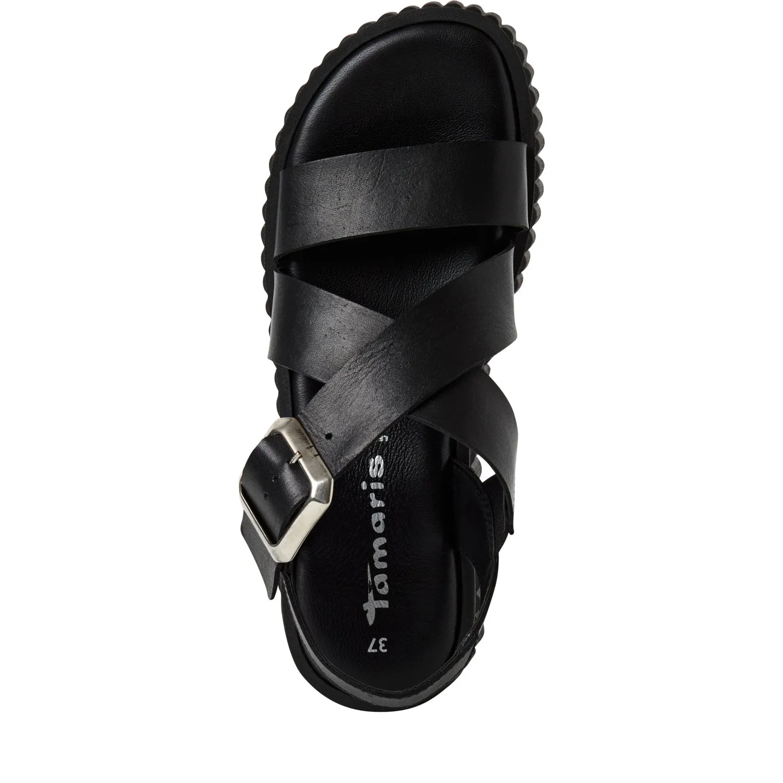 TAMARIS - 28705-001 LOW WEDGE PLATFORM SANDAL - BLACK