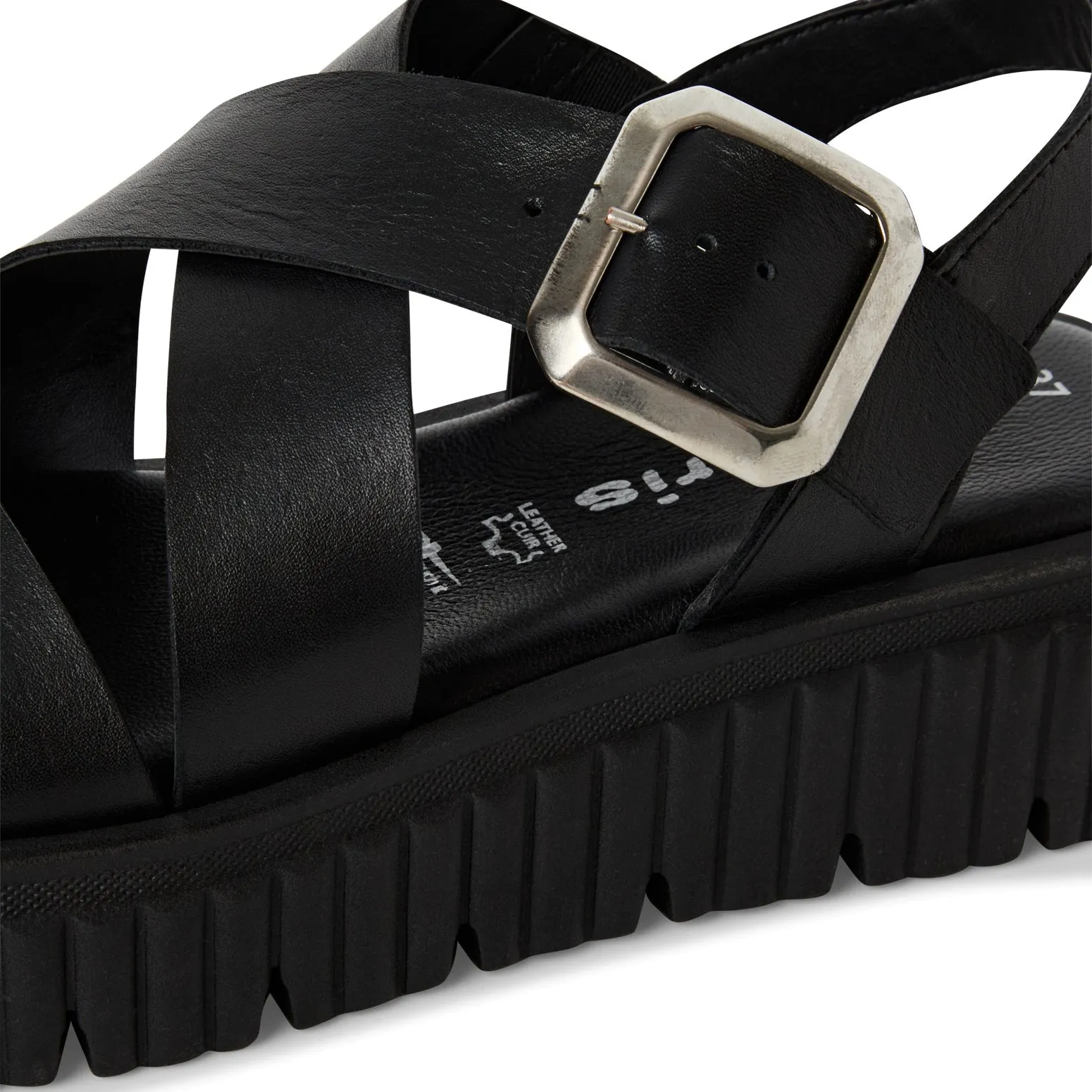 TAMARIS - 28705-001 LOW WEDGE PLATFORM SANDAL - BLACK
