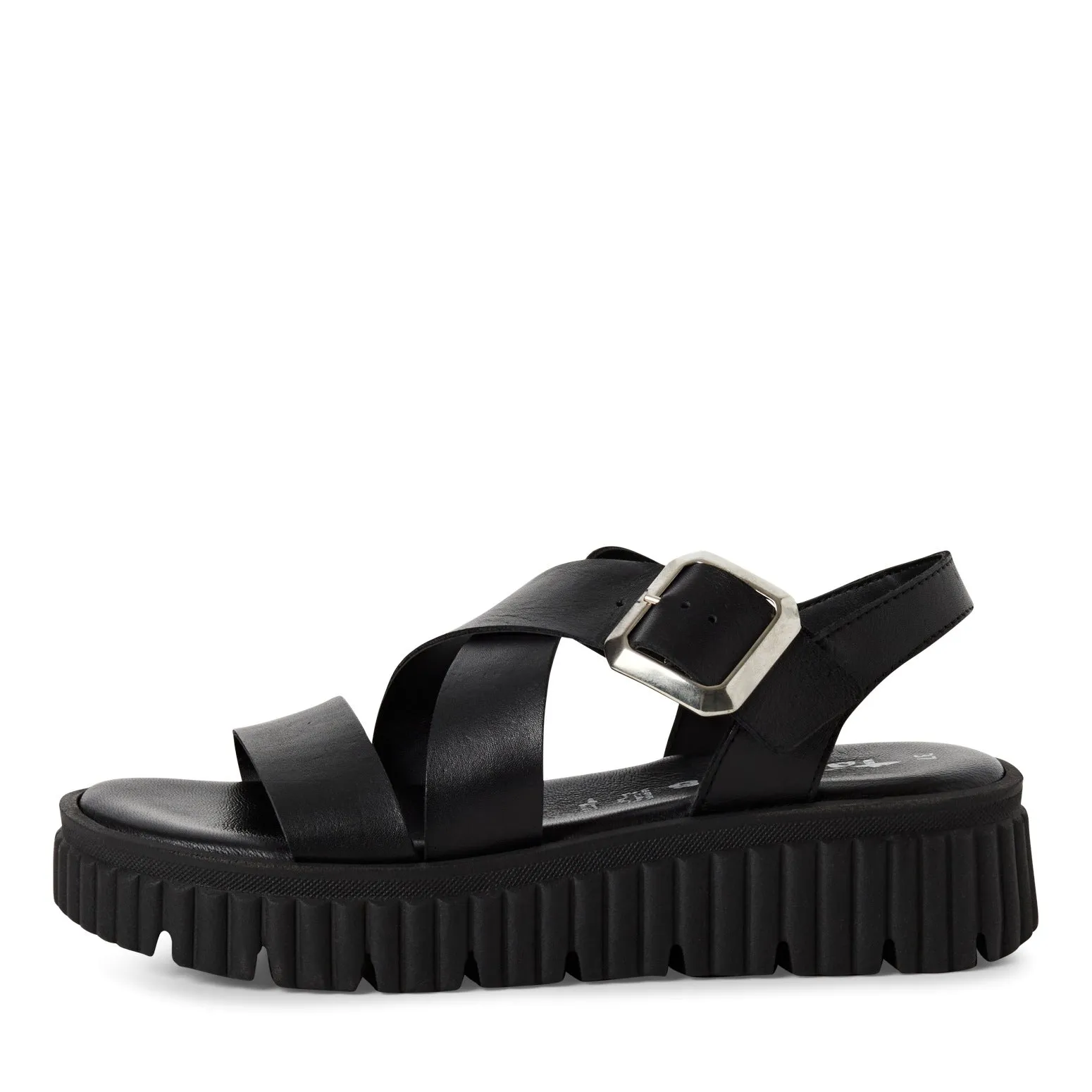 TAMARIS - 28705-001 LOW WEDGE PLATFORM SANDAL - BLACK