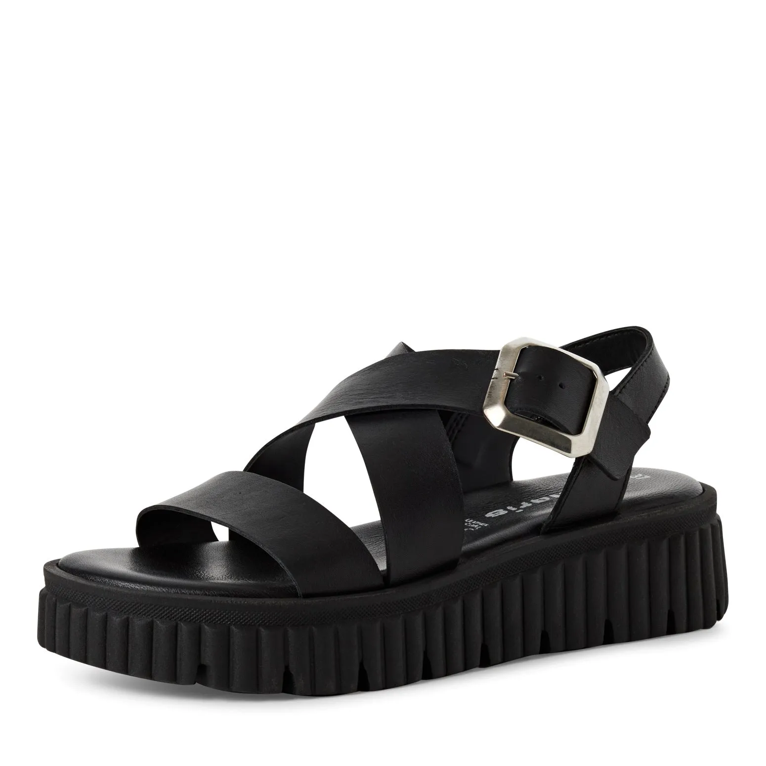 TAMARIS - 28705-001 LOW WEDGE PLATFORM SANDAL - BLACK