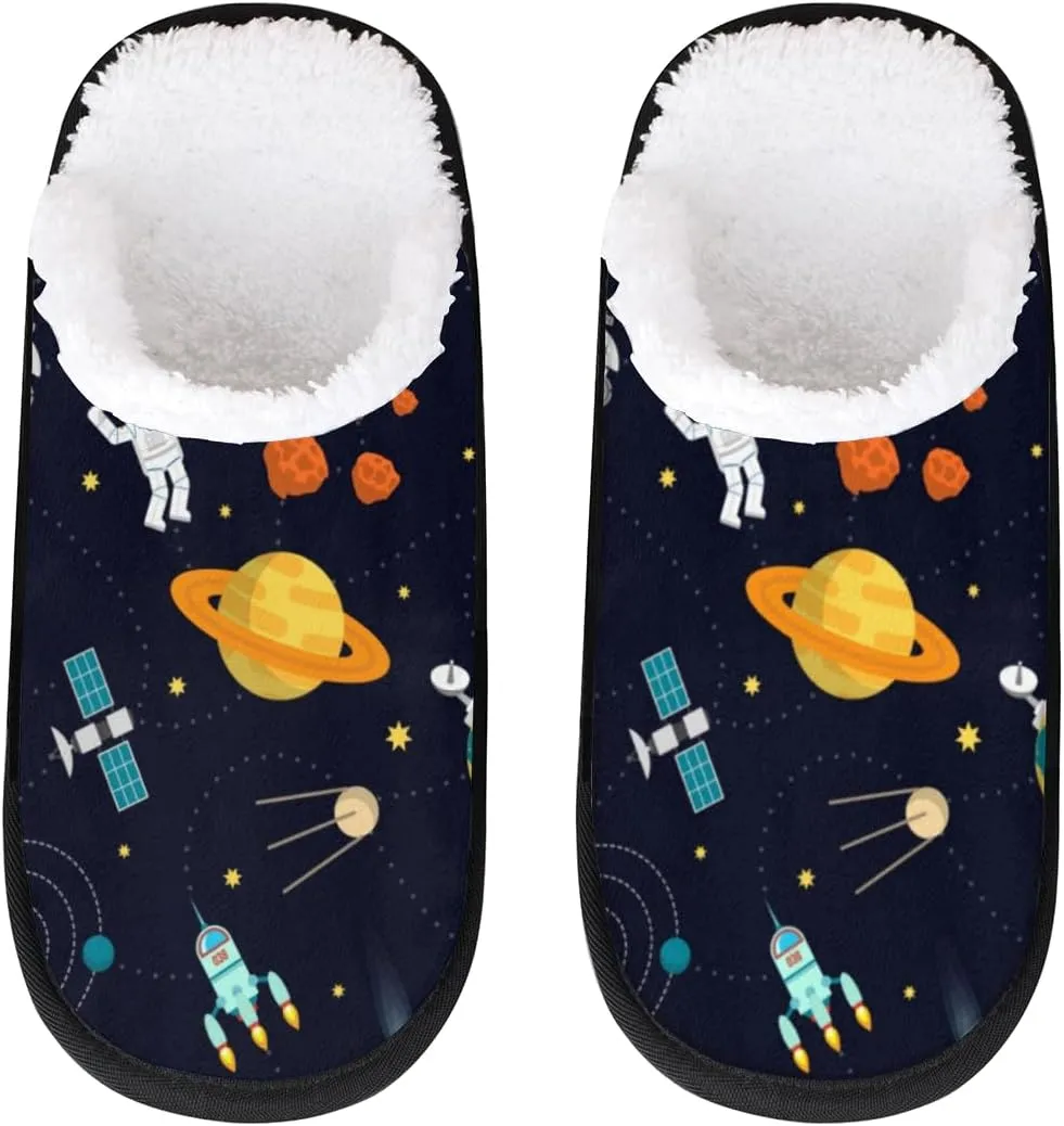 Tavisto Cosmic Space Planet Cozy Plush Lined Slippers - Cute Designs, Durable & Non-Slip Soles - Women's & Men's Indoor House Slippers_M