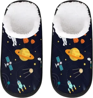 Tavisto Cosmic Space Planet Cozy Plush Lined Slippers - Cute Designs, Durable & Non-Slip Soles - Women's & Men's Indoor House Slippers_M