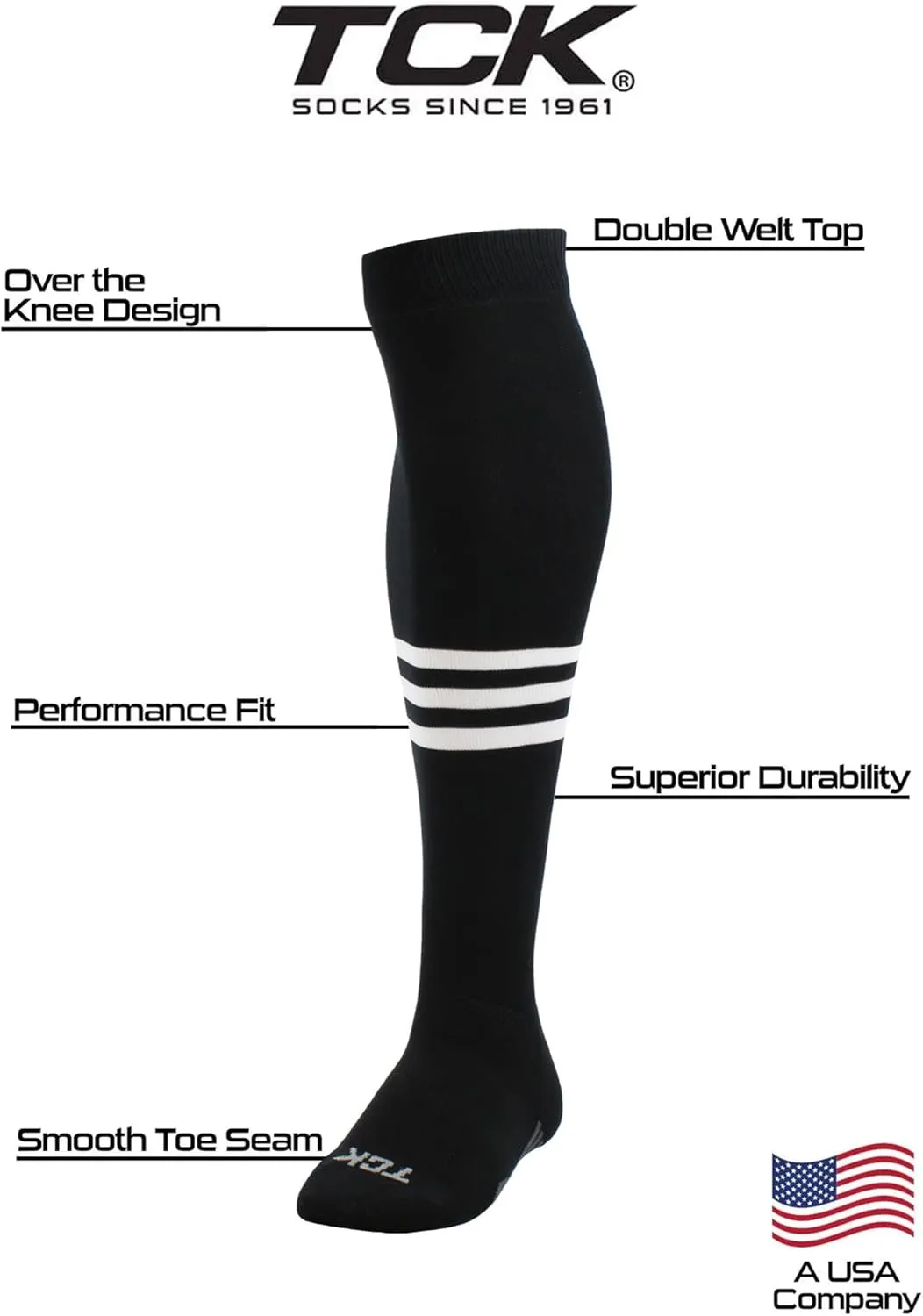 TCK Dugout Striped Over the Knee Baseball Socks Extra Long Above the Knee for Boys Girls Men Women Youth Adult