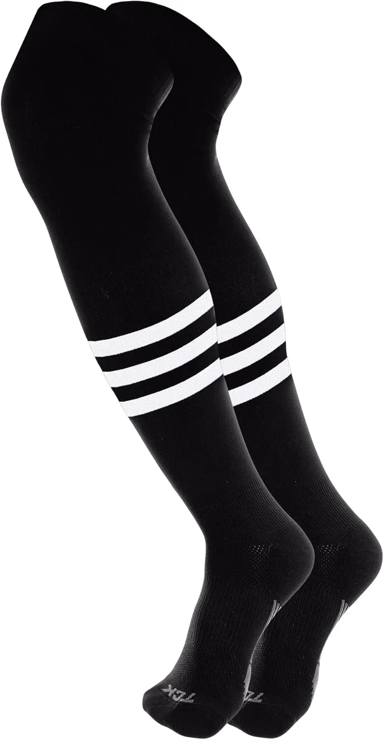 TCK Dugout Striped Over the Knee Baseball Socks Extra Long Above the Knee for Boys Girls Men Women Youth Adult
