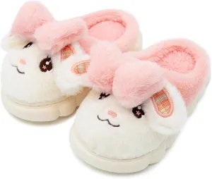 techcity Toddler Boys Girls Fuzzy Fluffy Slippers Cute 3D Unicorn Bunny Warm Shoes Winter House Home Indoor Outdoor Plush Fur Slipper Shoes