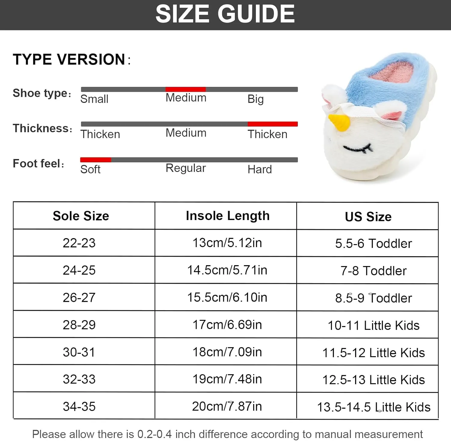 techcity Toddler Boys Girls Fuzzy Fluffy Slippers Cute 3D Unicorn Bunny Warm Shoes Winter House Home Indoor Outdoor Plush Fur Slipper Shoes