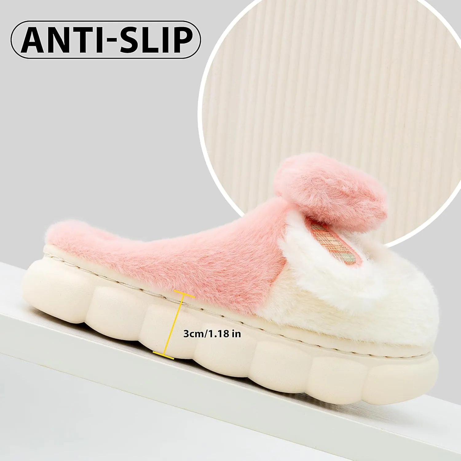 techcity Toddler Boys Girls Fuzzy Fluffy Slippers Cute 3D Unicorn Bunny Warm Shoes Winter House Home Indoor Outdoor Plush Fur Slipper Shoes