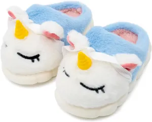 techcity Toddler Boys Girls Fuzzy Fluffy Slippers Cute 3D Unicorn Bunny Warm Shoes Winter House Home Indoor Outdoor Plush Fur Slipper Shoes