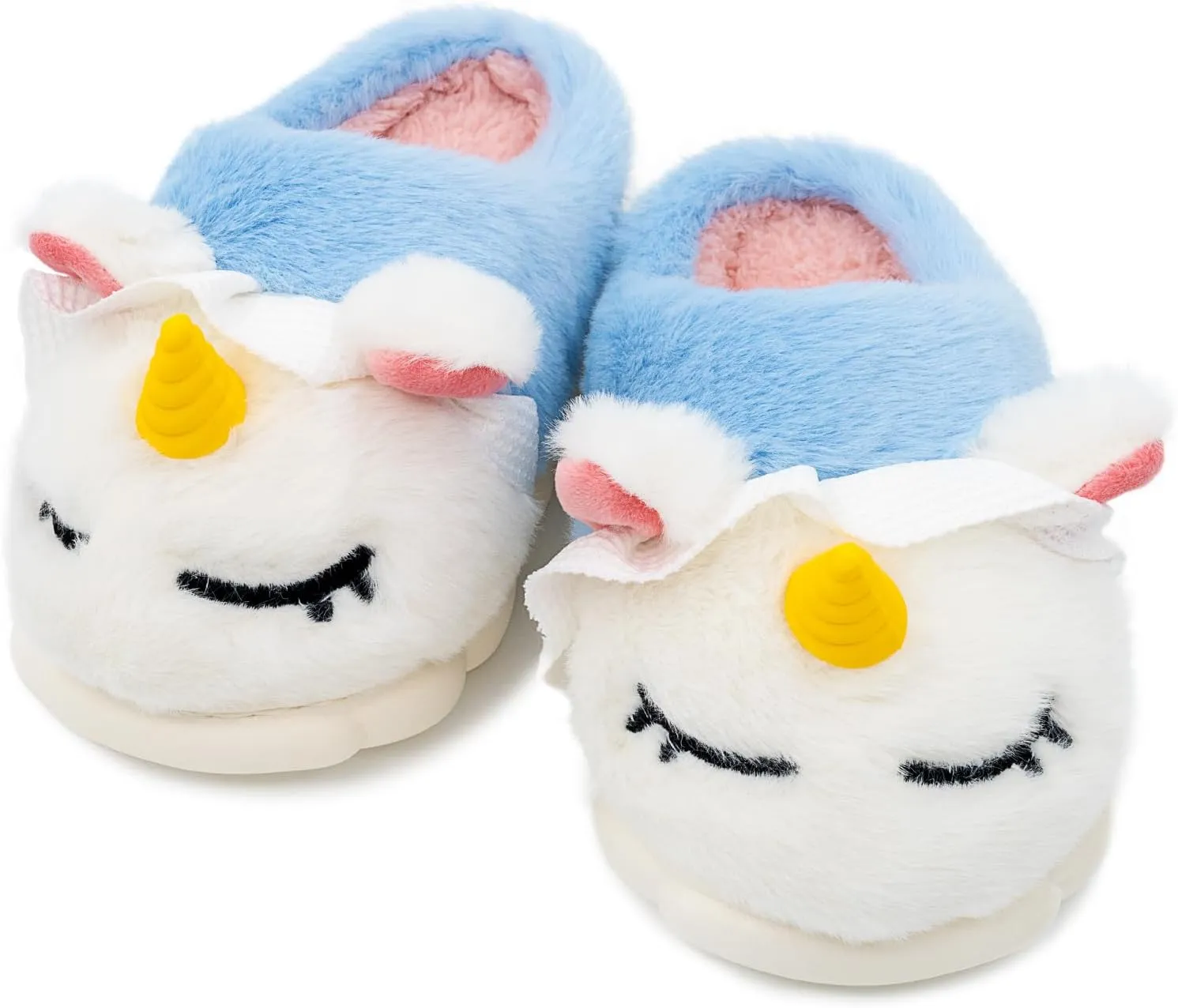 techcity Toddler Boys Girls Fuzzy Fluffy Slippers Cute 3D Unicorn Bunny Warm Shoes Winter House Home Indoor Outdoor Plush Fur Slipper Shoes