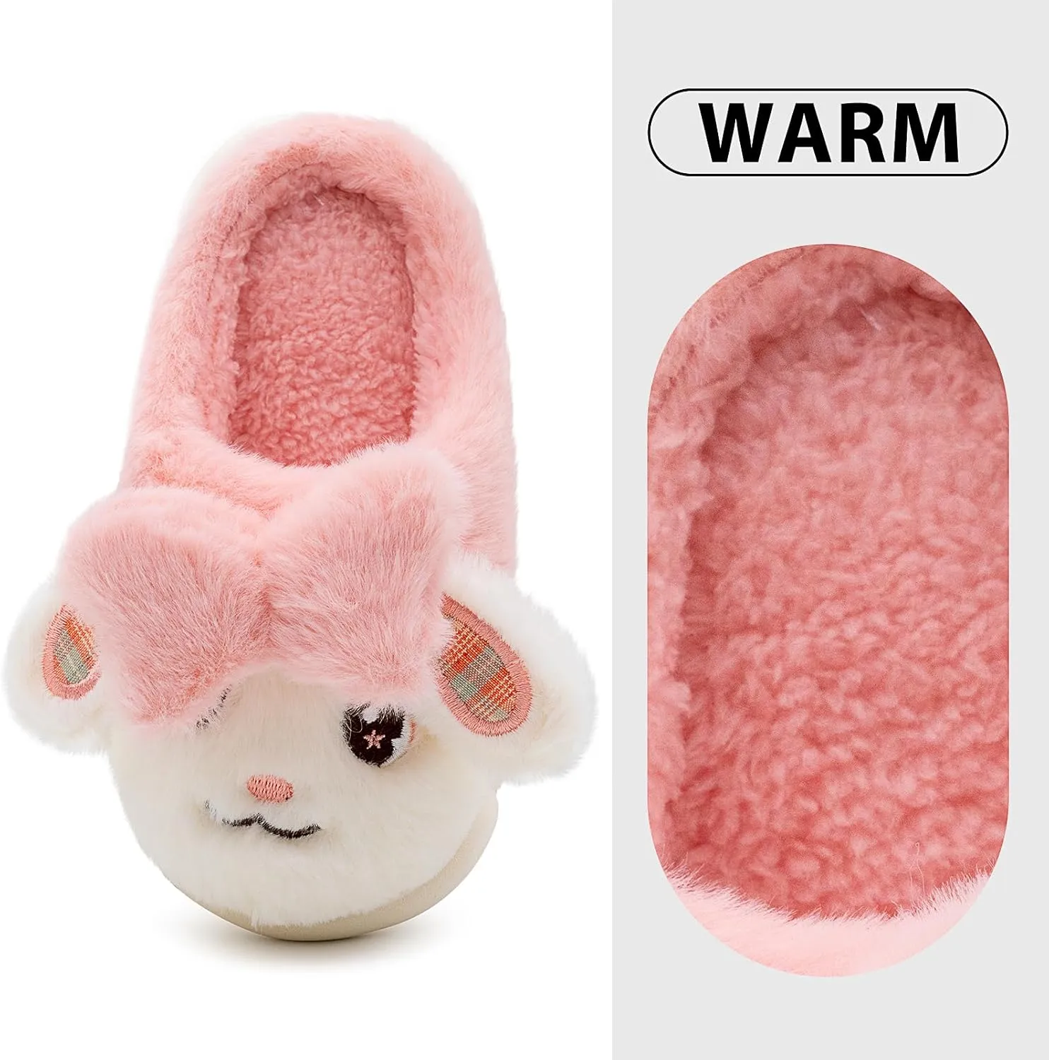 techcity Toddler Boys Girls Fuzzy Fluffy Slippers Cute 3D Unicorn Bunny Warm Shoes Winter House Home Indoor Outdoor Plush Fur Slipper Shoes