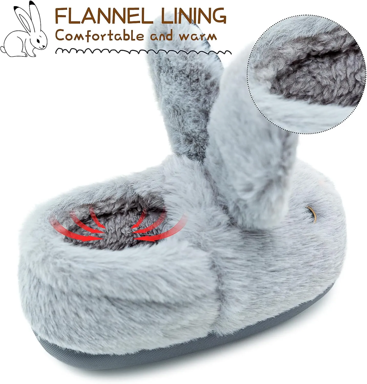 techcity Toddler Boys Girls Fuzzy Fluffy Slippers Cute Animal Winter Warm Shoes with 3D Bunny Design House Home Indoor Plush Fur Shoes