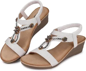 TEMOFON Womens Sandals Wedge Low: Wedge Sandal Women Dressy Summer