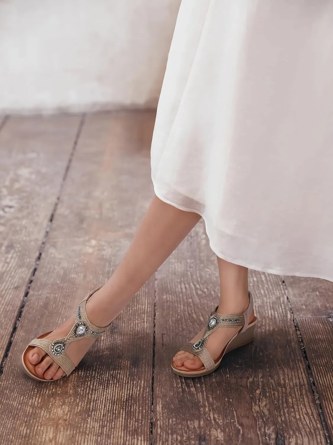 TEMOFON Womens Sandals Wedge Low: Wedge Sandal Women Dressy Summer