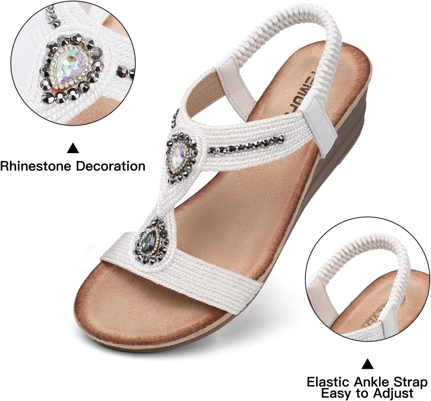 TEMOFON Womens Sandals Wedge Low: Wedge Sandal Women Dressy Summer