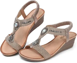 TEMOFON Womens Sandals Wedge Low: Wedge Sandal Women Dressy Summer