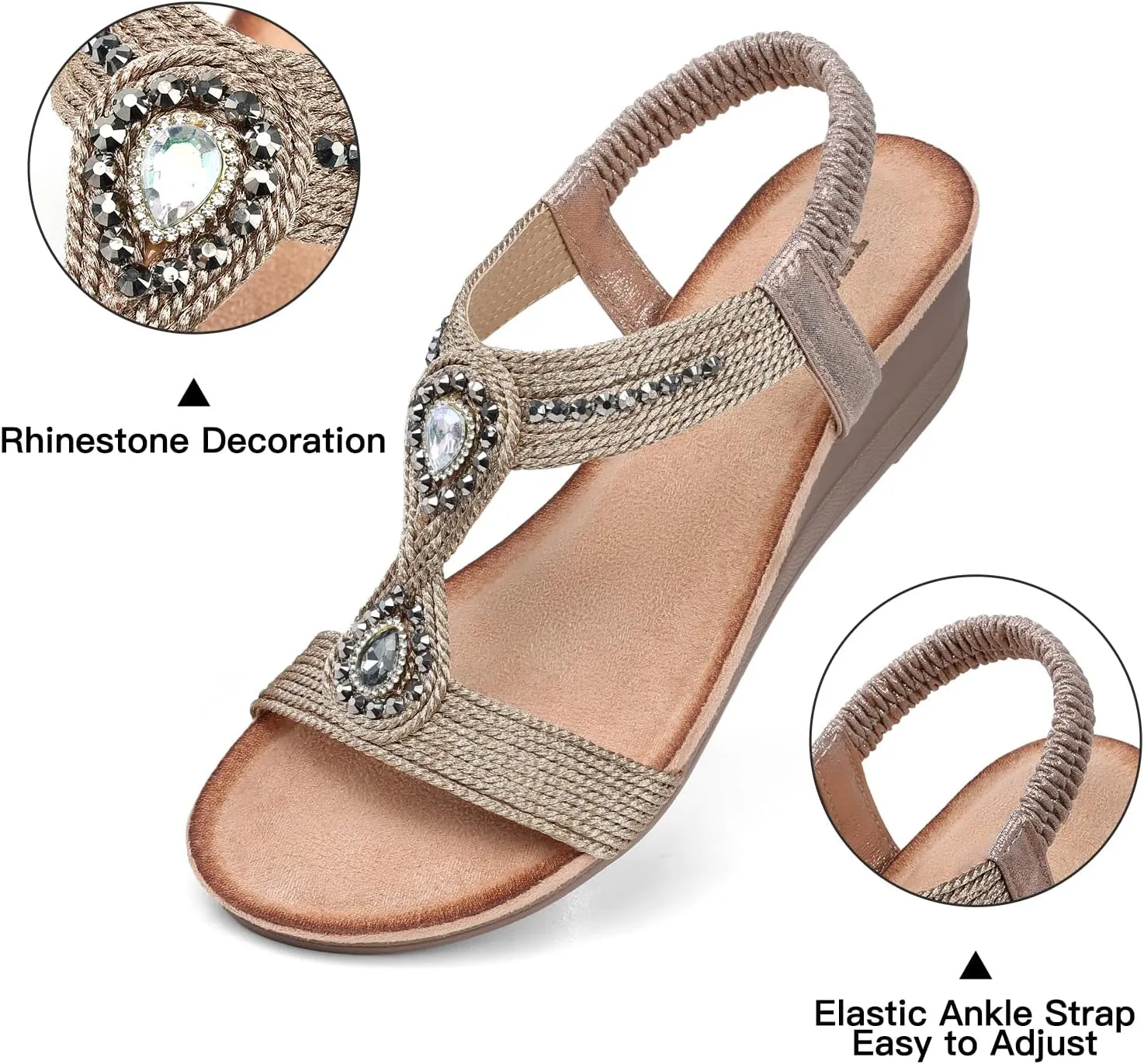 TEMOFON Womens Sandals Wedge Low: Wedge Sandal Women Dressy Summer