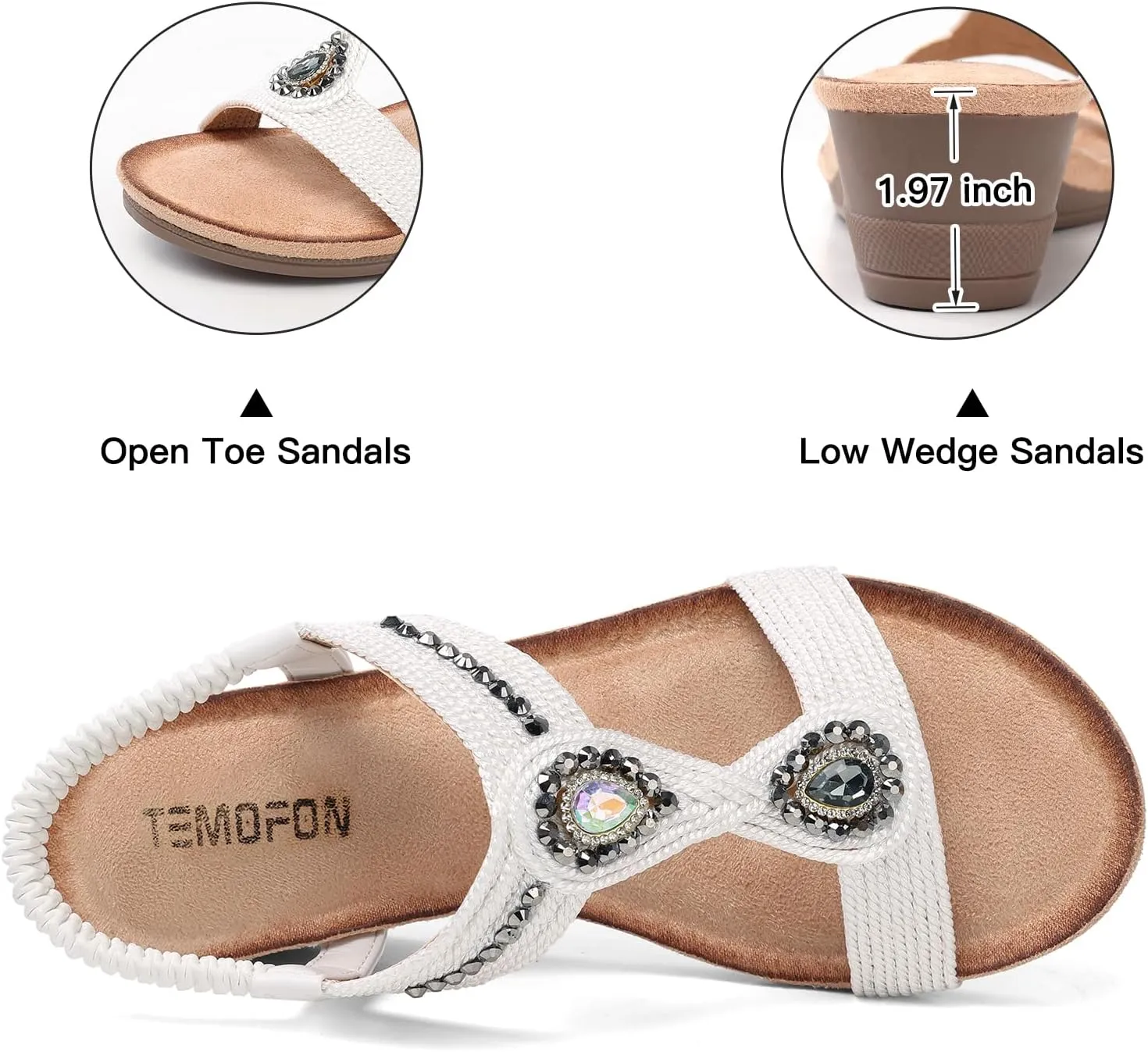 TEMOFON Womens Sandals Wedge Low: Wedge Sandal Women Dressy Summer
