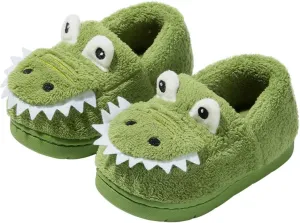 Toddler Boys Girls Dinosaur House Slippers Kids Cute Animal Slippers with Memory Foam Plush Warm Non-slip Home Shoes for Indoor and Outdoor
