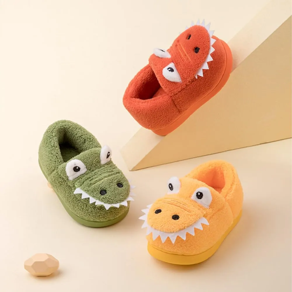 Toddler Boys Girls Dinosaur House Slippers Kids Cute Animal Slippers with Memory Foam Plush Warm Non-slip Home Shoes for Indoor and Outdoor