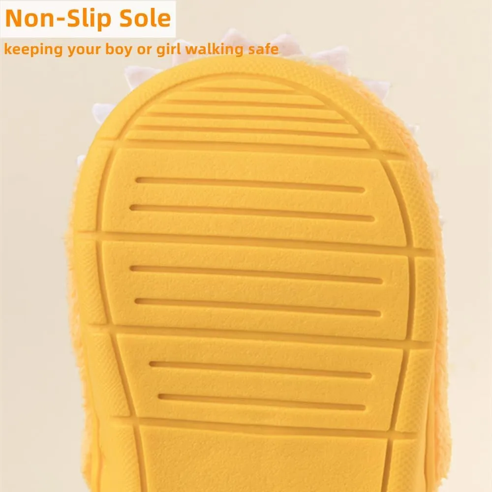 Toddler Boys Girls Dinosaur House Slippers Kids Cute Animal Slippers with Memory Foam Plush Warm Non-slip Home Shoes for Indoor and Outdoor