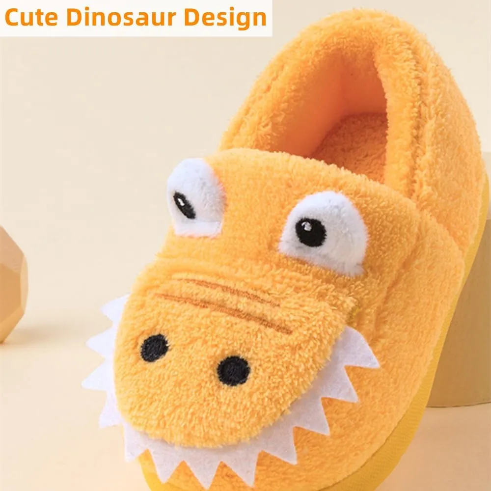Toddler Boys Girls Dinosaur House Slippers Kids Cute Animal Slippers with Memory Foam Plush Warm Non-slip Home Shoes for Indoor and Outdoor