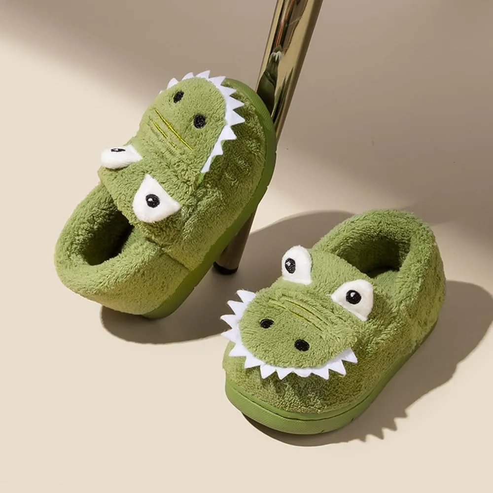 Toddler Boys Girls Dinosaur House Slippers Kids Cute Animal Slippers with Memory Foam Plush Warm Non-slip Home Shoes for Indoor and Outdoor