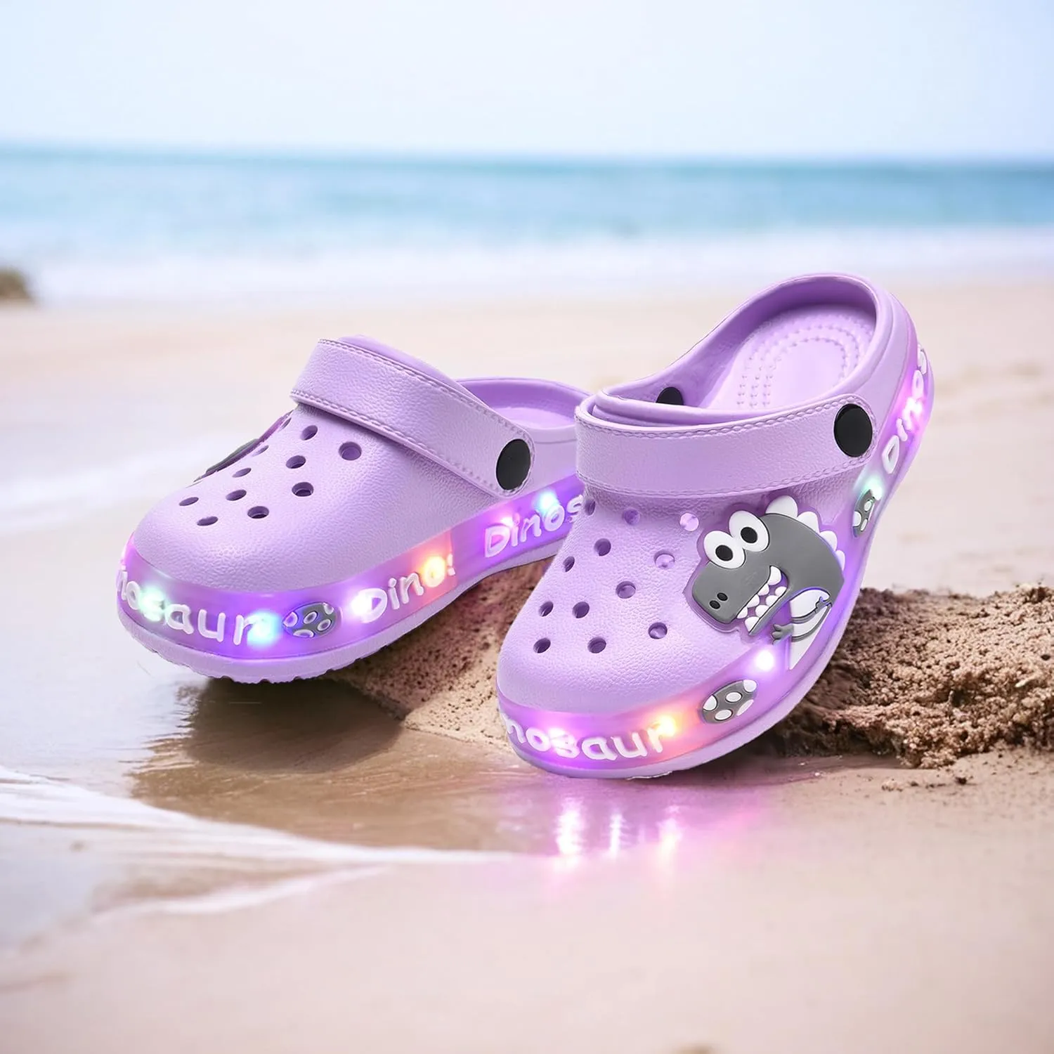 Toddler Kids' Girls LED Clogs Cute Garden Shoes Cartoon Slides Lightweight Non Slip Indoor Outdoor Sandals Beach Slippers Children