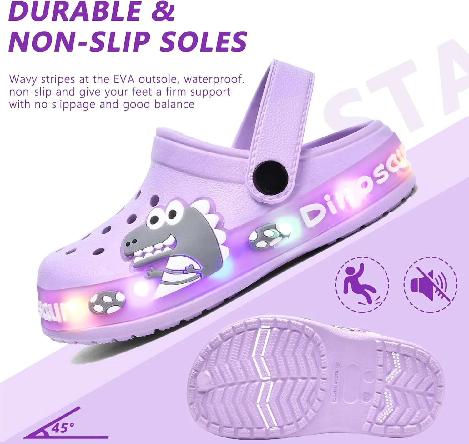 Toddler Kids' Girls LED Clogs Cute Garden Shoes Cartoon Slides Lightweight Non Slip Indoor Outdoor Sandals Beach Slippers Children