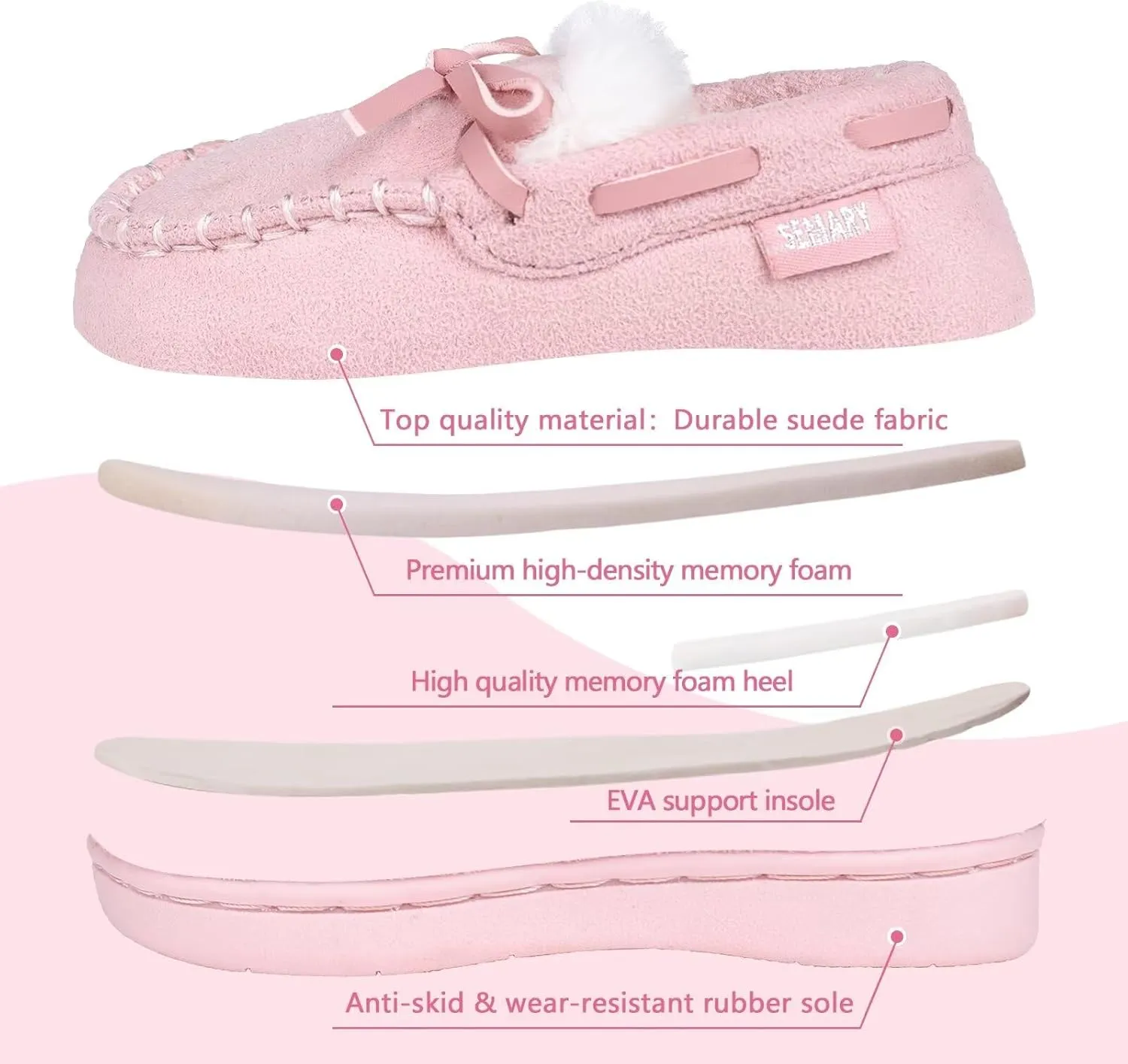 Toddler Kids' Moccasin House Shoe with Indoor Outdoor Memory Foam Sole Protection Slipper U722WLFX-0914
