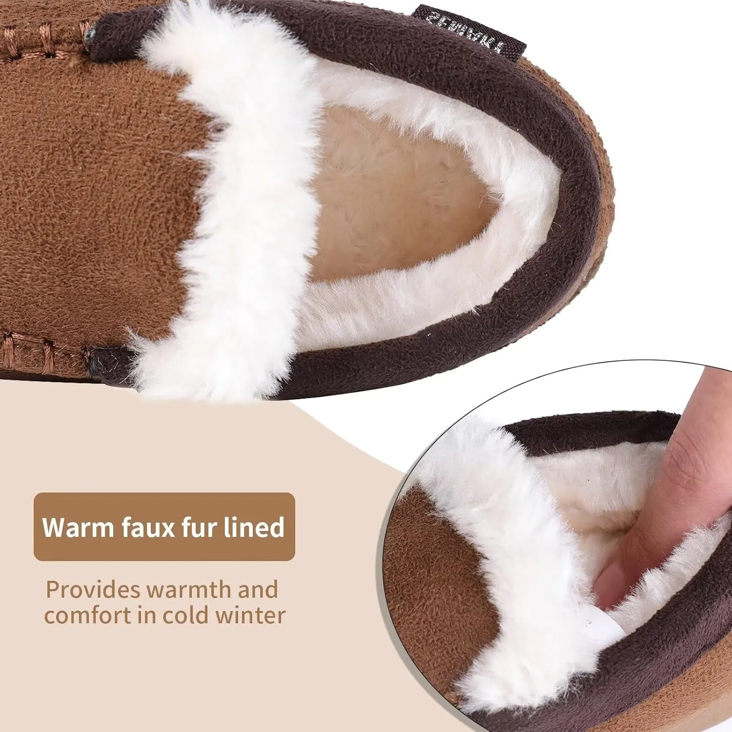 Toddler Kids' Moccasin House Shoe with Indoor Outdoor Memory Foam Sole Protection Slipper U722WLFX-0914