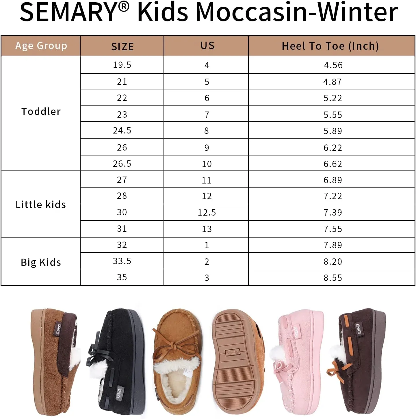 Toddler Kids' Moccasin House Shoe with Indoor Outdoor Memory Foam Sole Protection Slipper U722WLFX-0914