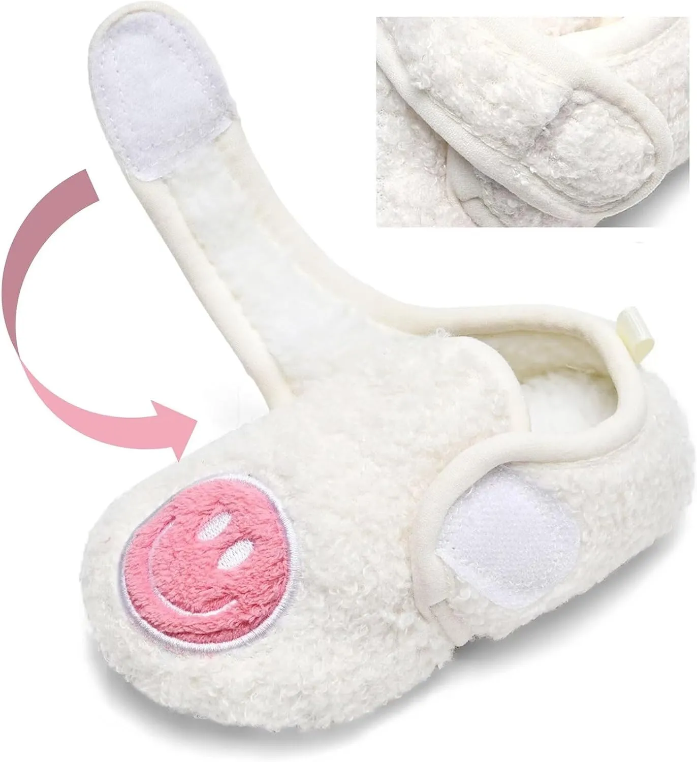 Toddler Smiley Face Slippers Boys Girls House Indoor Non Slip Shoes Warm Cozy Socks for Baby Kids