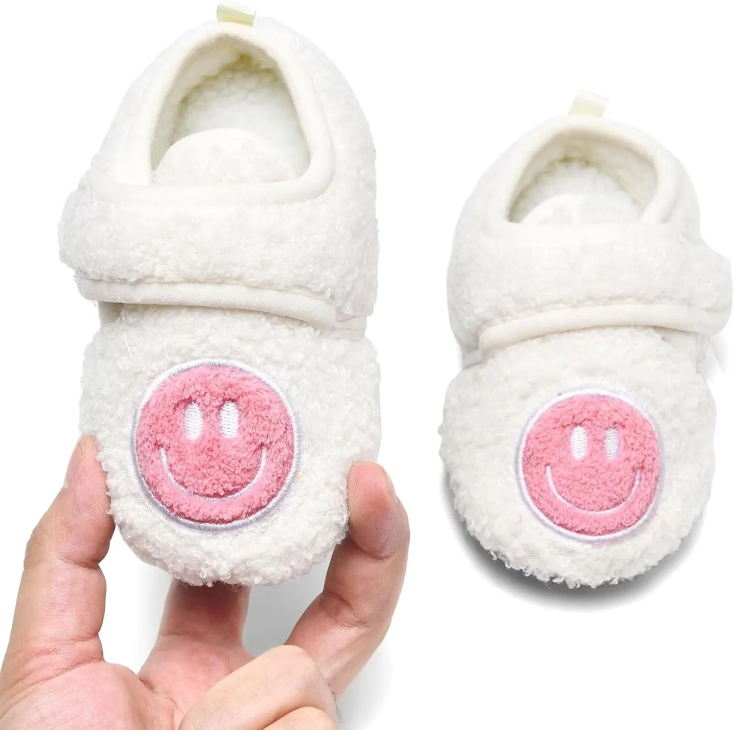 Toddler Smiley Face Slippers Boys Girls House Indoor Non Slip Shoes Warm Cozy Socks for Baby Kids