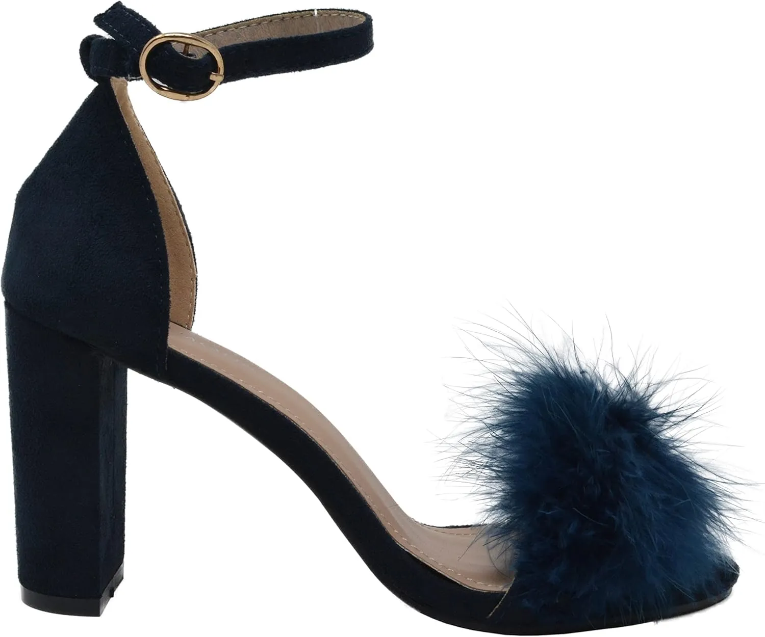 TOP Moda Womens Hannah-1 Platform Chunky Heel Metallic Glitter Party Ankle Strap High Heel Sandal Blue Su Fur 8.5