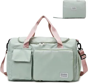 Travel Bag, Large Capacity Folding Travel Bag, Sports Gym Bag with Wet Pocket & Shoes Compartment, Foldable Travel Duffel Bag, Weekender Overnight Bag for Women and Man