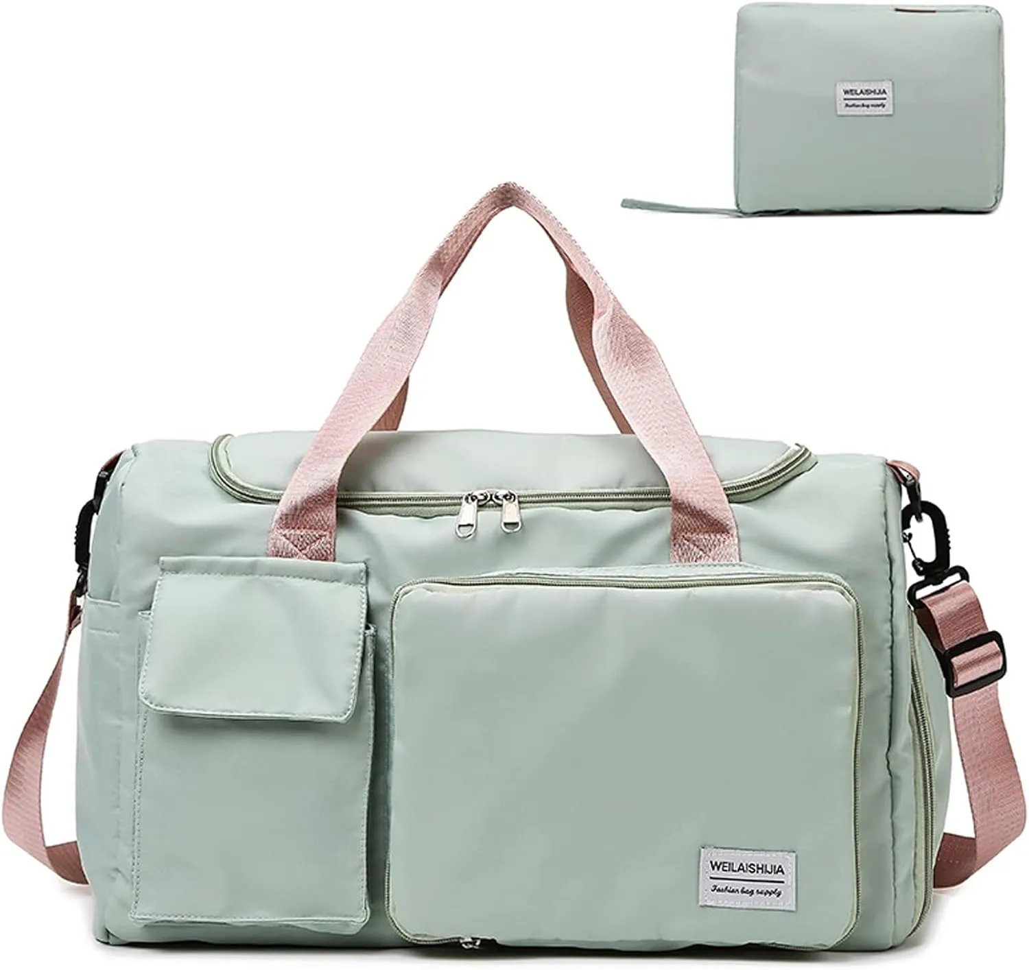 Travel Bag, Large Capacity Folding Travel Bag, Sports Gym Bag with Wet Pocket & Shoes Compartment, Foldable Travel Duffel Bag, Weekender Overnight Bag for Women and Man