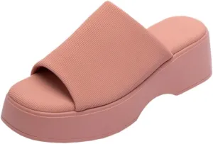 TruFox Women's Platform Sandals Wedge Slides Open Toe Comfort Padded Band Slip On