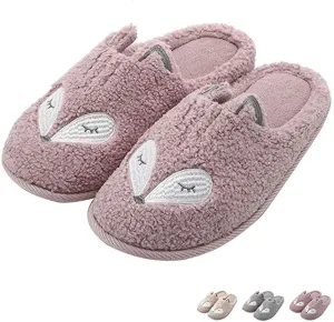 Tuiyata Cute Animal Slippers for Women Mens Winter Warm Memory Foam Cotton Home Slippers Soft Plush Fleece Slip on House Slippers for Girls Indoor Outdoor Shoes