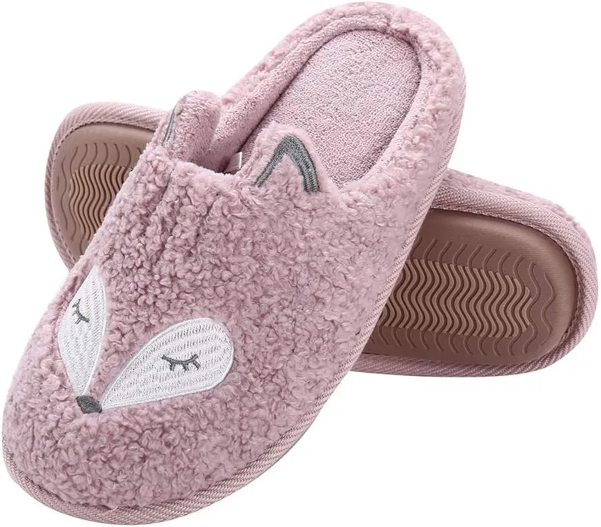 Tuiyata Cute Animal Slippers for Women Mens Winter Warm Memory Foam Cotton Home Slippers Soft Plush Fleece Slip on House Slippers for Girls Indoor Outdoor Shoes