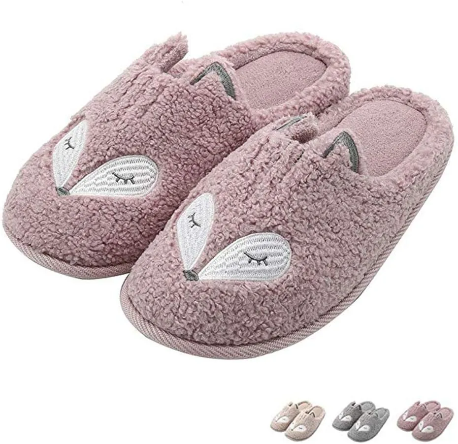 Tuiyata Cute Animal Slippers for Women Mens Winter Warm Memory Foam Cotton Home Slippers Soft Plush Fleece Slip on House Slippers for Girls Indoor Outdoor Shoes