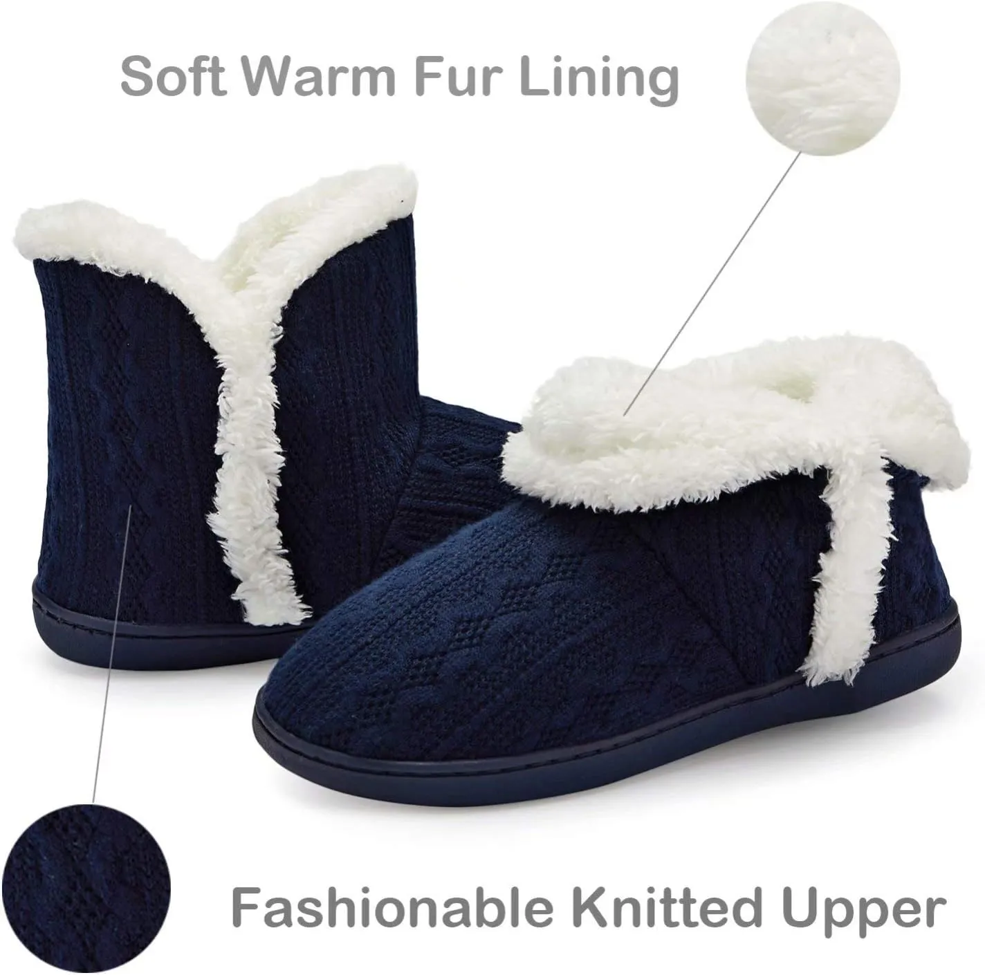 TUOBUQU Women Warm Bootie Slippers Fluffy Plush Indoor Outdoor Winter Booty Slippers
