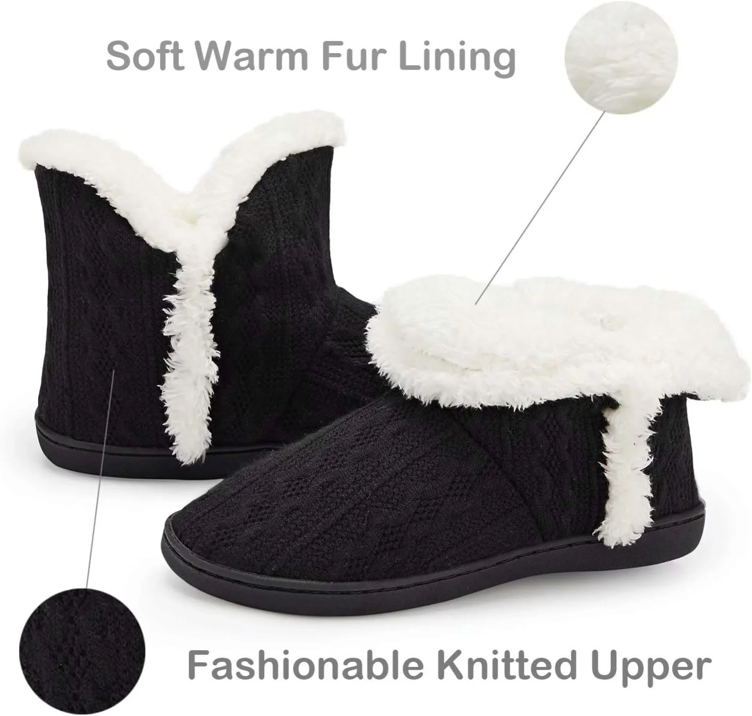 TUOBUQU Women Warm Bootie Slippers Fluffy Plush Indoor Outdoor Winter Booty Slippers